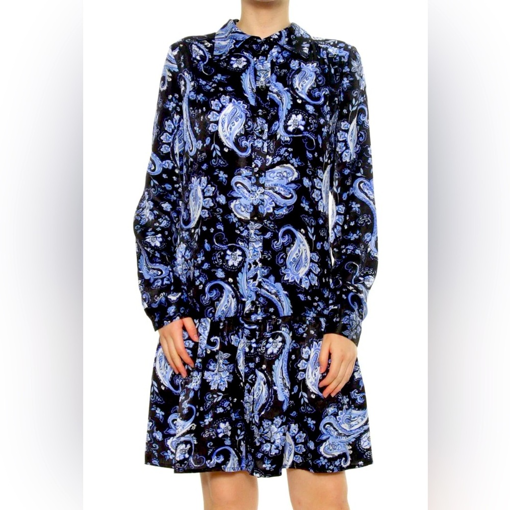 ZARA Blue Printed Shirtdress